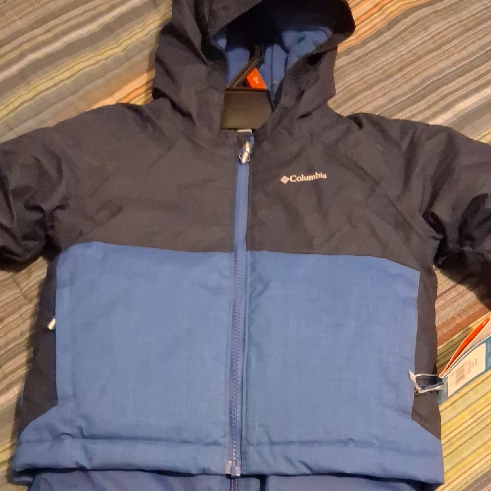 Columbia Two-Tone Hooded Jacket in Blue and Black